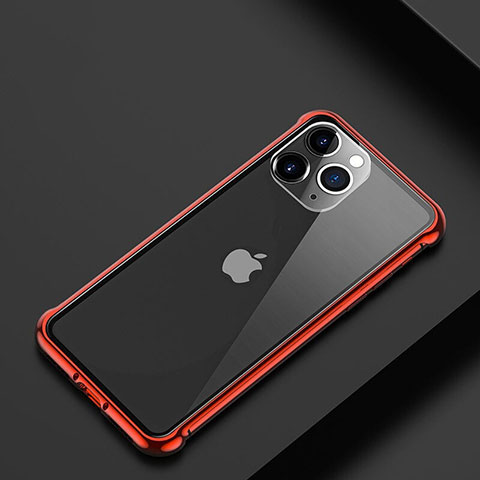 Funda Bumper Lujo Marco de Aluminio Carcasa T01 para Apple iPhone 11 Pro Max Rojo