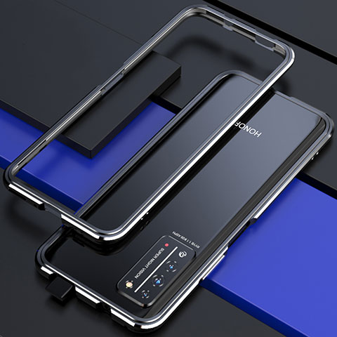 Funda Bumper Lujo Marco de Aluminio Carcasa T01 para Huawei Honor X10 5G Plata y Negro