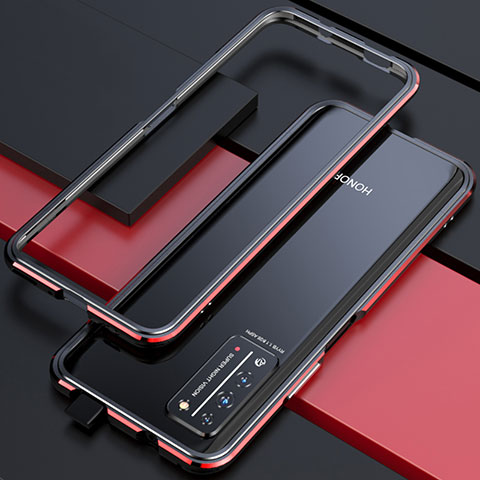 Funda Bumper Lujo Marco de Aluminio Carcasa T01 para Huawei Honor X10 5G Rojo y Negro