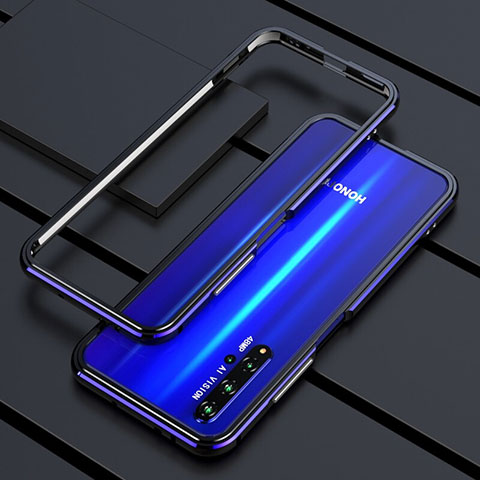 Funda Bumper Lujo Marco de Aluminio Carcasa T01 para Huawei Nova 5T Azul y Negro