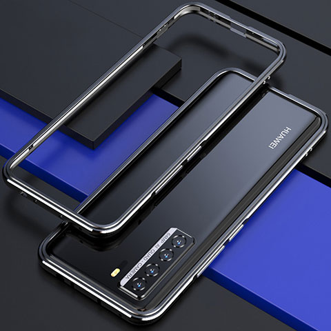 Funda Bumper Lujo Marco de Aluminio Carcasa T01 para Huawei Nova 7 SE 5G Negro