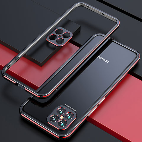 Funda Bumper Lujo Marco de Aluminio Carcasa T01 para Huawei Nova 8 SE 5G Rojo y Negro