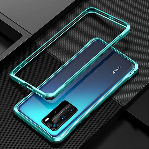 Funda Bumper Lujo Marco de Aluminio Carcasa T01 para Huawei P40 Pro Cian