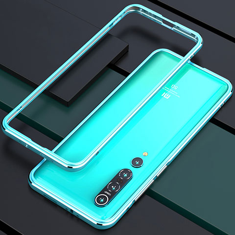 Funda Bumper Lujo Marco de Aluminio Carcasa T01 para Xiaomi Mi 10 Pro Cian