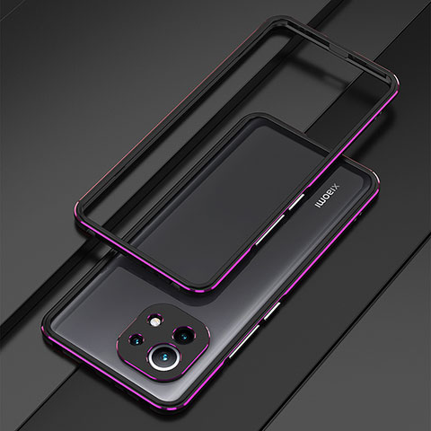 Funda Bumper Lujo Marco de Aluminio Carcasa T01 para Xiaomi Mi 11 5G Morado