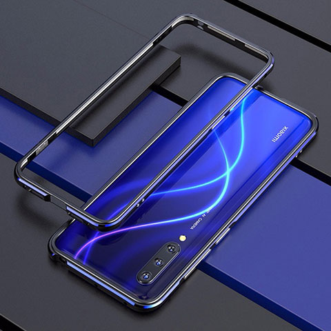 Funda Bumper Lujo Marco de Aluminio Carcasa T01 para Xiaomi Mi A3 Azul y Negro
