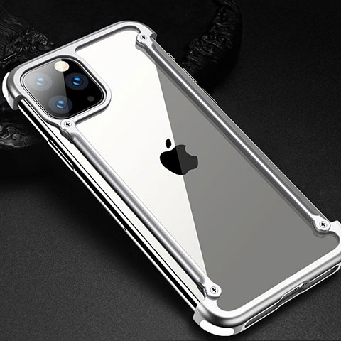 Funda Bumper Lujo Marco de Aluminio Carcasa T02 para Apple iPhone 11 Pro Max Plata