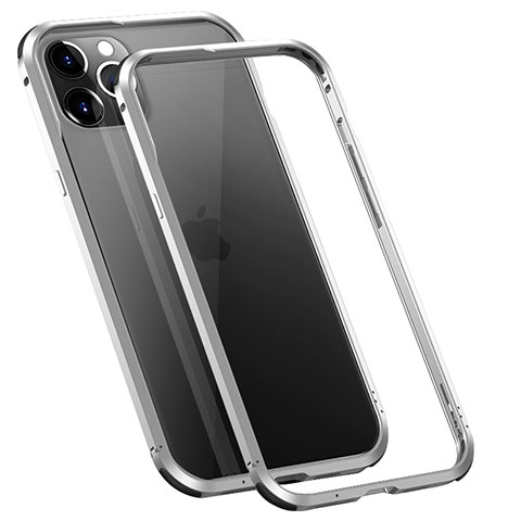 Funda Bumper Lujo Marco de Aluminio Carcasa T02 para Apple iPhone 12 Pro Plata