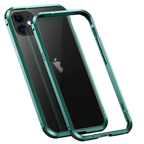Funda Bumper Lujo Marco de Aluminio Carcasa T02 para Apple iPhone 12 Verde