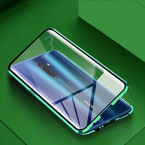 Funda Bumper Lujo Marco de Aluminio Espejo 360 Grados Carcasa C01 para Oppo Reno2 Verde