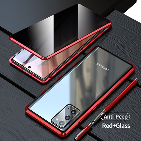 Funda Bumper Lujo Marco de Aluminio Espejo 360 Grados Carcasa LK1 para Samsung Galaxy Note 20 5G Rojo