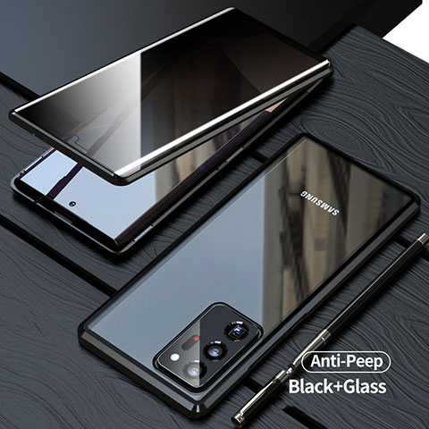 Funda Bumper Lujo Marco de Aluminio Espejo 360 Grados Carcasa LK1 para Samsung Galaxy Note 20 Ultra 5G Negro