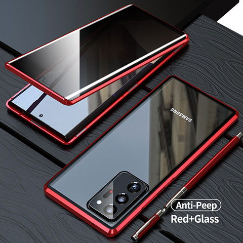 Funda Bumper Lujo Marco de Aluminio Espejo 360 Grados Carcasa LK1 para Samsung Galaxy Note 20 Ultra 5G Rojo