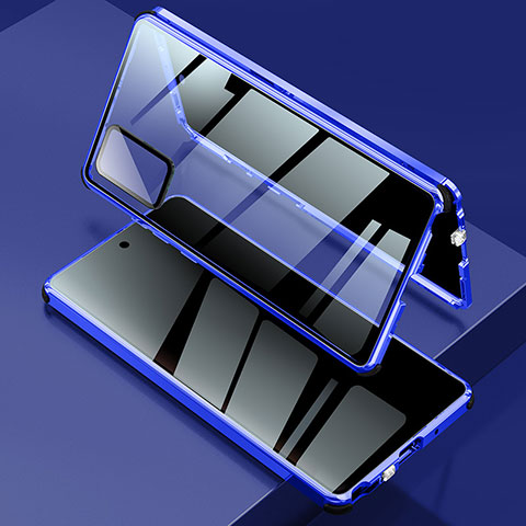 Funda Bumper Lujo Marco de Aluminio Espejo 360 Grados Carcasa LK2 para Samsung Galaxy Note 20 5G Azul