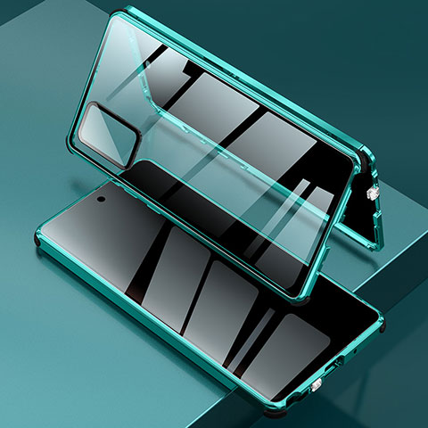 Funda Bumper Lujo Marco de Aluminio Espejo 360 Grados Carcasa LK2 para Samsung Galaxy Note 20 5G Verde