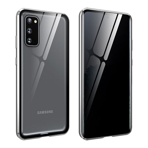 Funda Bumper Lujo Marco de Aluminio Espejo 360 Grados Carcasa LK2 para Samsung Galaxy S20 5G Plata