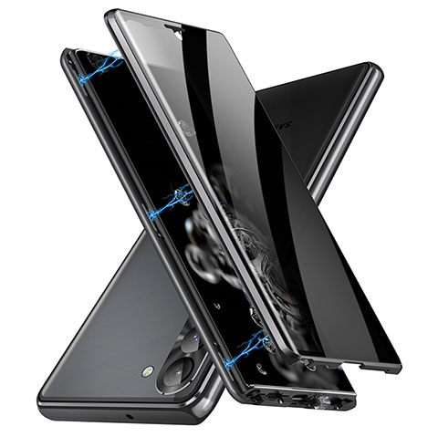 Funda Bumper Lujo Marco de Aluminio Espejo 360 Grados Carcasa LK2 para Samsung Galaxy S22 Plus 5G Negro