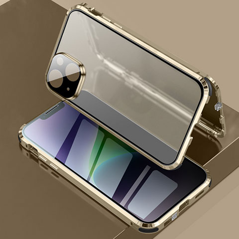 Funda Bumper Lujo Marco de Aluminio Espejo 360 Grados Carcasa LK3 para Apple iPhone 13 Oro