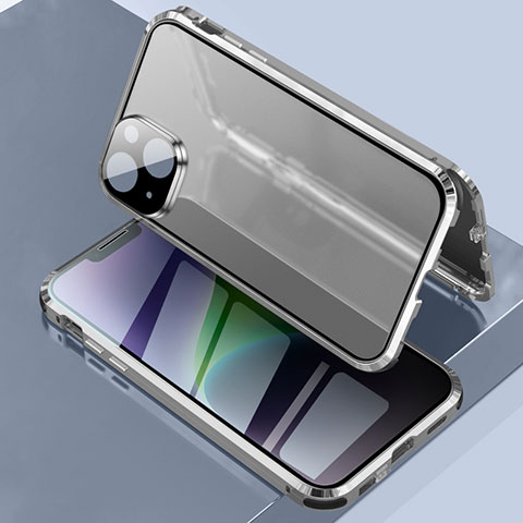 Funda Bumper Lujo Marco de Aluminio Espejo 360 Grados Carcasa LK3 para Apple iPhone 13 Plata