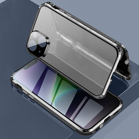 Funda Bumper Lujo Marco de Aluminio Espejo 360 Grados Carcasa LK3 para Apple iPhone 14 Plus Negro