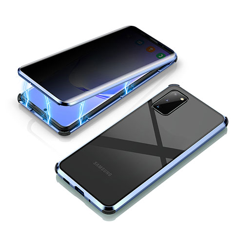 Funda Bumper Lujo Marco de Aluminio Espejo 360 Grados Carcasa LK3 para Samsung Galaxy S20 5G Azul