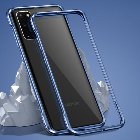 Funda Bumper Lujo Marco de Aluminio Espejo 360 Grados Carcasa LK3 para Samsung Galaxy S20 Plus 5G Azul