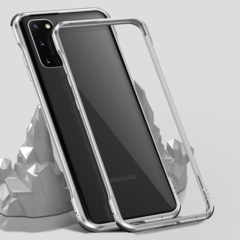 Funda Bumper Lujo Marco de Aluminio Espejo 360 Grados Carcasa LK4 para Samsung Galaxy S20 5G Plata