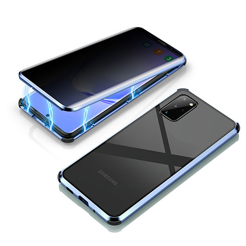 Funda Bumper Lujo Marco de Aluminio Espejo 360 Grados Carcasa LK4 para Samsung Galaxy S20 Plus Azul