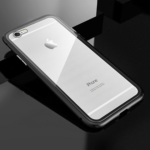Funda Bumper Lujo Marco de Aluminio Espejo 360 Grados Carcasa M01 para Apple iPhone 6 Negro