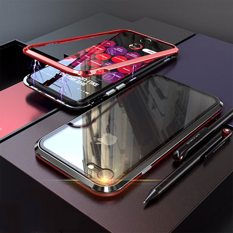 Funda Bumper Lujo Marco de Aluminio Espejo 360 Grados Carcasa M01 para Apple iPhone 8 Oro Rosa