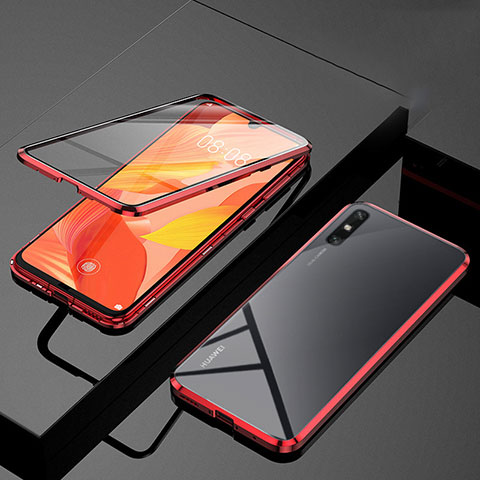 Funda Bumper Lujo Marco de Aluminio Espejo 360 Grados Carcasa M01 para Huawei Enjoy 10e Rojo