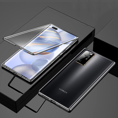 Funda Bumper Lujo Marco de Aluminio Espejo 360 Grados Carcasa M01 para Huawei Honor 30 Pro Negro