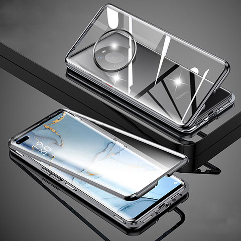 Funda Bumper Lujo Marco de Aluminio Espejo 360 Grados Carcasa M01 para Huawei Mate 40E Pro 4G Negro