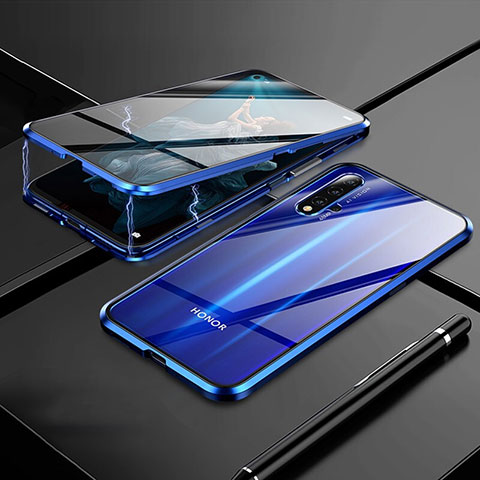 Funda Bumper Lujo Marco de Aluminio Espejo 360 Grados Carcasa M01 para Huawei Nova 5T Azul