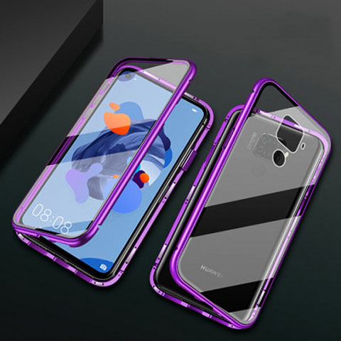 Funda Bumper Lujo Marco de Aluminio Espejo 360 Grados Carcasa M01 para Huawei Nova 5z Morado