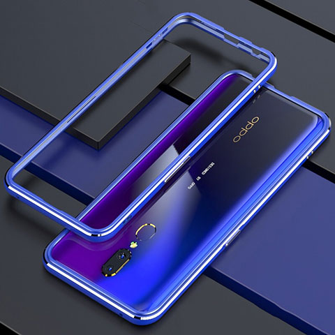 Funda Bumper Lujo Marco de Aluminio Espejo 360 Grados Carcasa M01 para Oppo A9 Azul