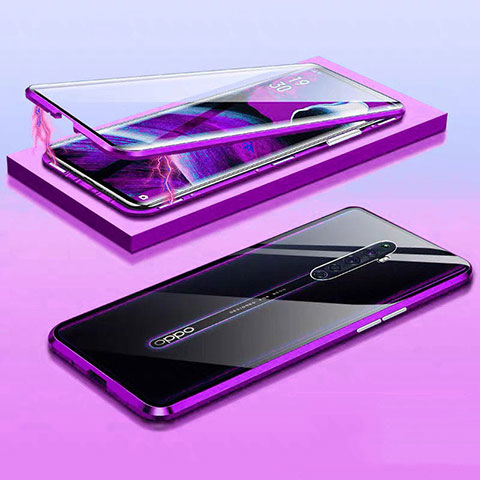 Funda Bumper Lujo Marco de Aluminio Espejo 360 Grados Carcasa M01 para Oppo Reno2 Z Morado