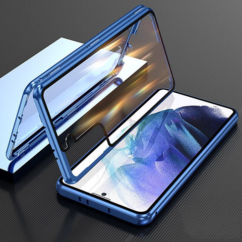 Funda Bumper Lujo Marco de Aluminio Espejo 360 Grados Carcasa M01 para Samsung Galaxy S21 5G Azul