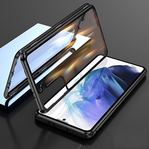 Funda Bumper Lujo Marco de Aluminio Espejo 360 Grados Carcasa M01 para Samsung Galaxy S22 Plus 5G Negro