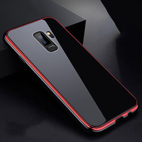 Funda Bumper Lujo Marco de Aluminio Espejo 360 Grados Carcasa M01 para Samsung Galaxy S9 Plus Rojo y Negro