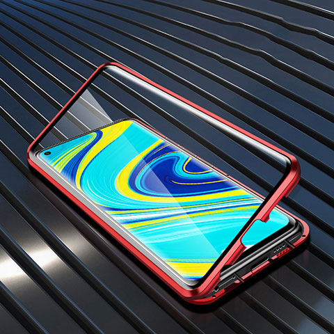 Funda Bumper Lujo Marco de Aluminio Espejo 360 Grados Carcasa M01 para Xiaomi Redmi Note 9 Rojo