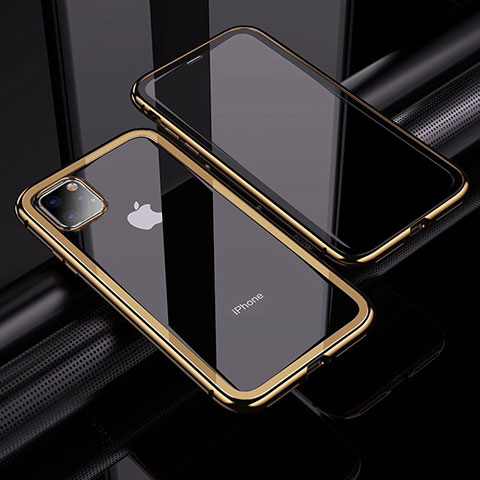 Funda Bumper Lujo Marco de Aluminio Espejo 360 Grados Carcasa M02 para Apple iPhone 11 Pro Max Oro