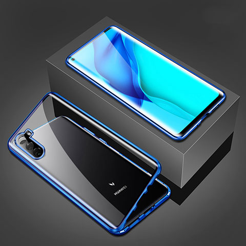 Funda Bumper Lujo Marco de Aluminio Espejo 360 Grados Carcasa M02 para Huawei Mate 40 Lite 5G Azul