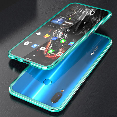 Funda Bumper Lujo Marco de Aluminio Espejo 360 Grados Carcasa M02 para Huawei P20 Lite Azul Cielo