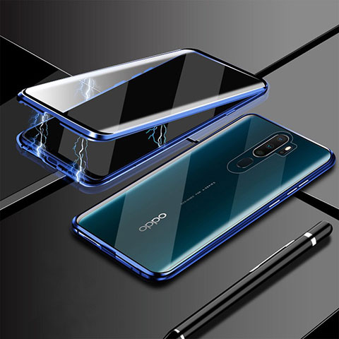 Funda Bumper Lujo Marco de Aluminio Espejo 360 Grados Carcasa M02 para Oppo A11X Azul