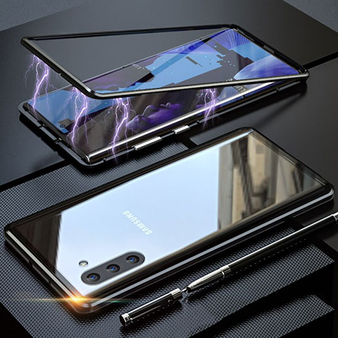Funda Bumper Lujo Marco de Aluminio Espejo 360 Grados Carcasa M02 para Samsung Galaxy Note 10 Negro