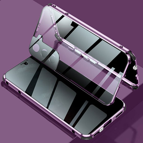 Funda Bumper Lujo Marco de Aluminio Espejo 360 Grados Carcasa M02 para Samsung Galaxy S21 Plus 5G Morado