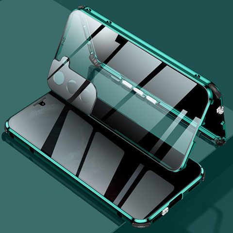 Funda Bumper Lujo Marco de Aluminio Espejo 360 Grados Carcasa M02 para Samsung Galaxy S21 Plus 5G Verde