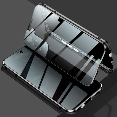 Funda Bumper Lujo Marco de Aluminio Espejo 360 Grados Carcasa M02 para Samsung Galaxy S22 Plus 5G Negro