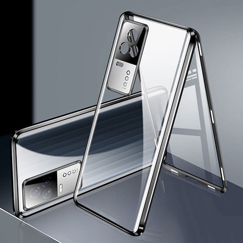 Funda Bumper Lujo Marco de Aluminio Espejo 360 Grados Carcasa M02 para Vivo iQOO 8 5G Negro